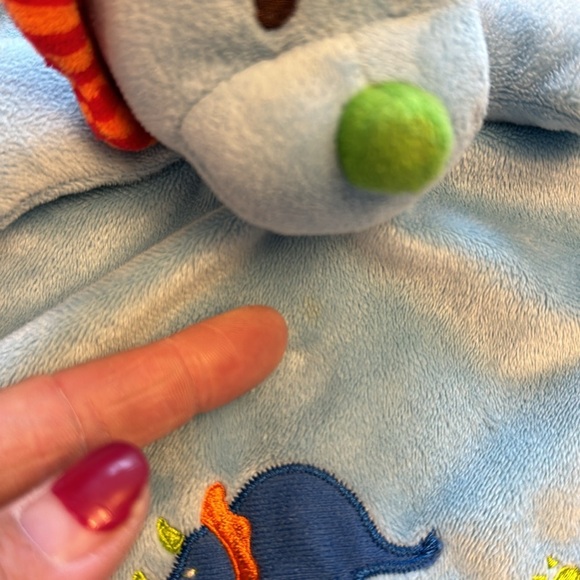 Mary Meyer Baby Dinosaur Blue Security Blanket Lovey 16" Soft Plush Velour Satin - Picture 3 of 8